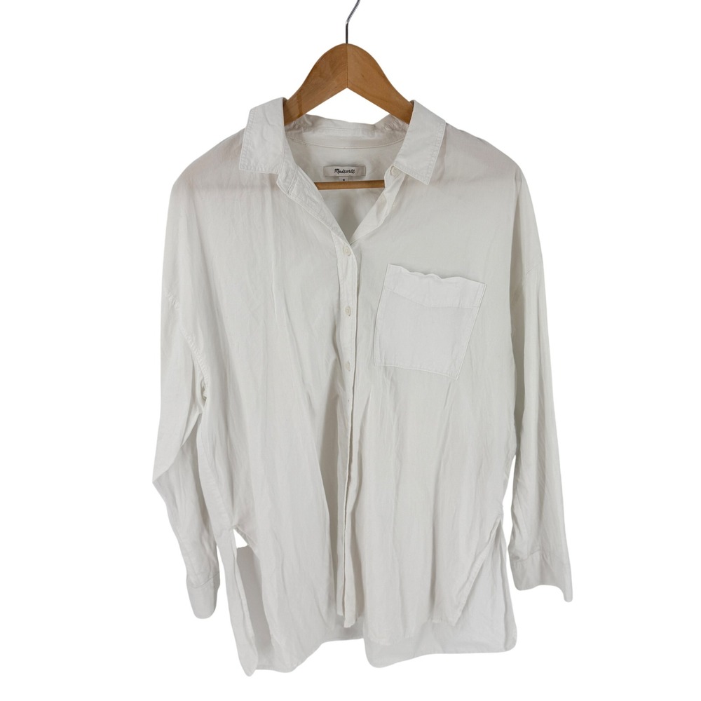 Madewell Crisp White Button Down Shirt Medium Oversized Cotton Classic Capsule